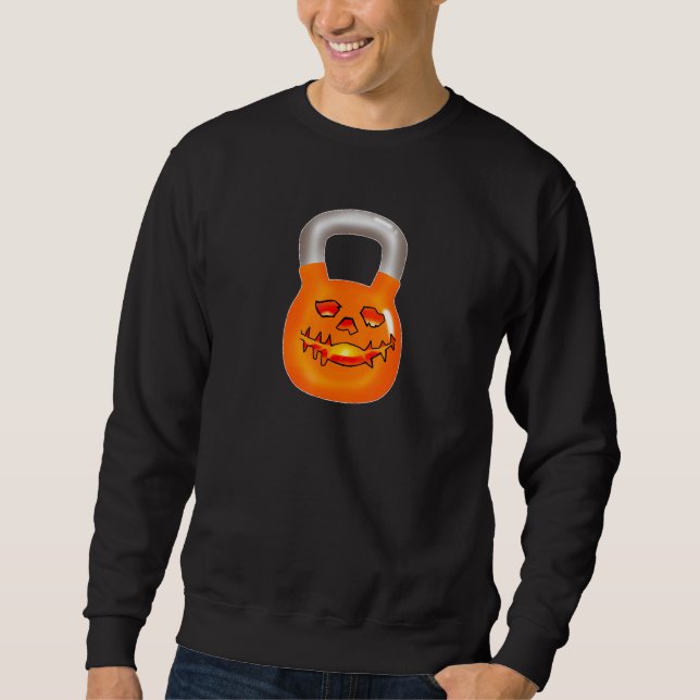 Moletom Ginásio de abóbora de Halloween Kettlebell (Frente)