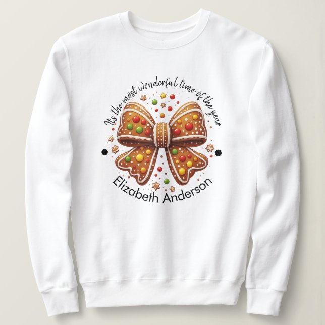 Moletom Gingerbird Coquette Elegante Arco de Natal (Frente do Design)