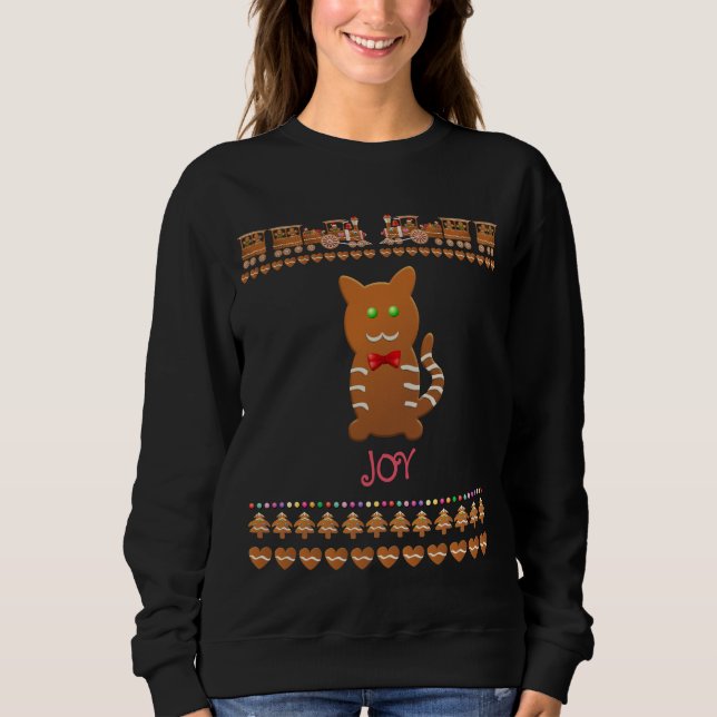 Moletom Gingerbread Cat Com Arco Vermelho (Frente)