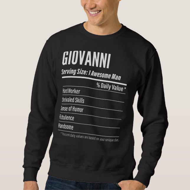 Moletom Giovanni Servindo Tamanhos de Rótulo Nutricional C (Frente)