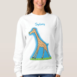 Moletom Girafa bonita e feliz com cartoon de borboleta