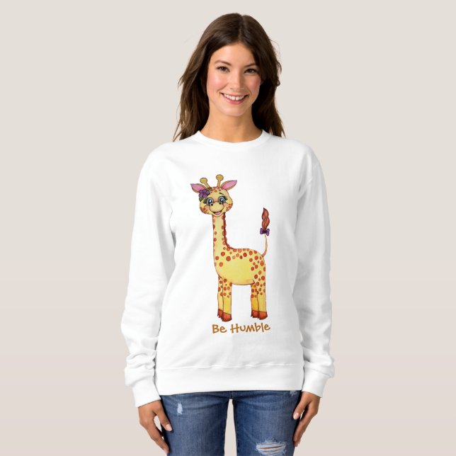 Moletom Girafa bonito do bebê da aguarela (Frente Completa)