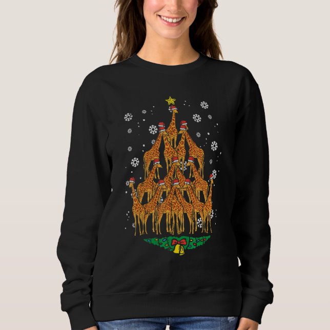 Moletom Giraffe Christmas Tree Animal Xmas Women Men (Frente)