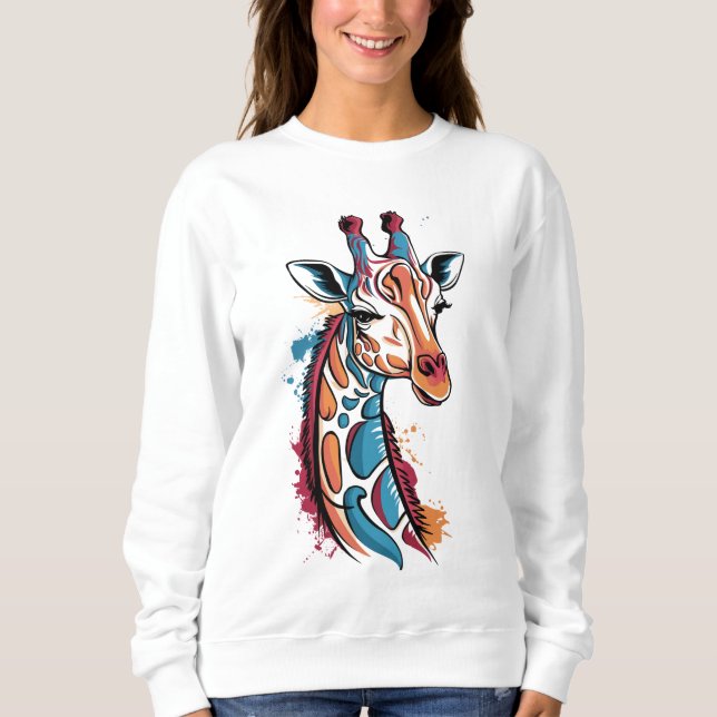 Moletom Giraffe Color Splash – Animal Abstrato de Arte Pop (Frente)