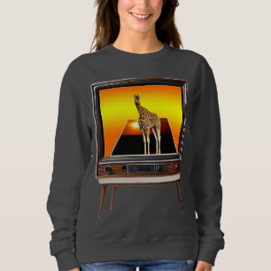 Moletom Giraffe Poout Art Na Antiga TV Analógica,