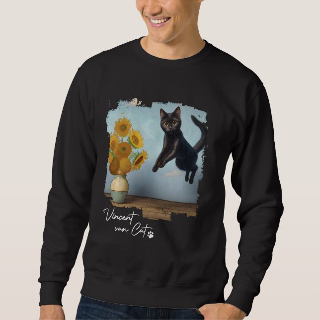 Moletom Girassóis de Gato Negro, Vincent van Cat, Engraçad (Frente)