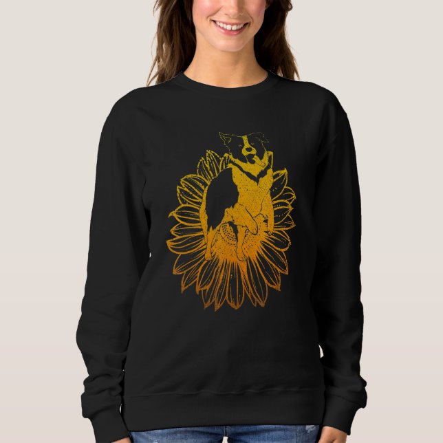 Moletom Girassol Flor do Sol Cachorro Hippie Border Collie (Frente)