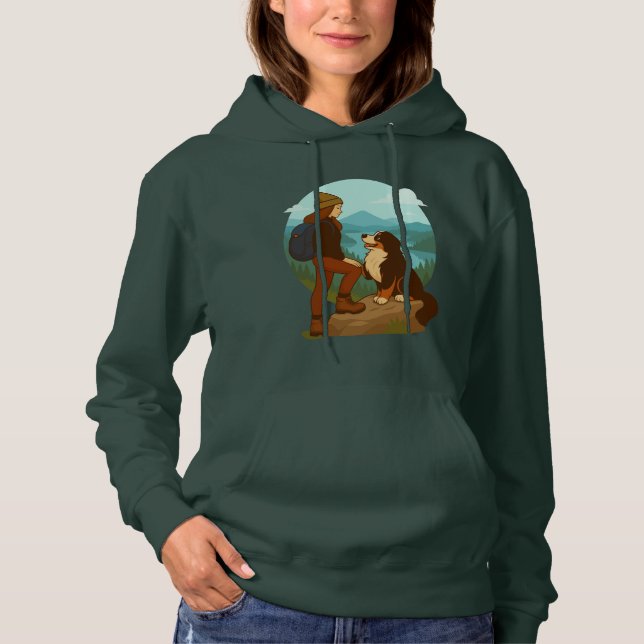 Moletom Girl and Mountain Dog Adventure Illustration (Frente)