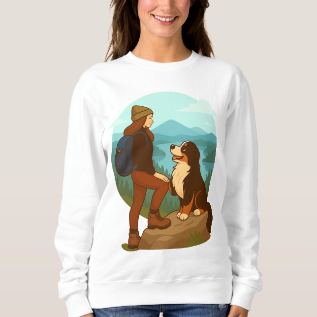Moletom Girl and Mountain Dog Adventure Illustration (Frente)