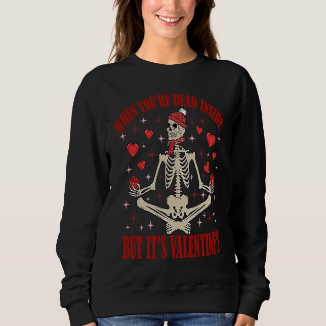 Moletom Girls Valentines Day Hearts Love Skeleton Skulls (Frente)