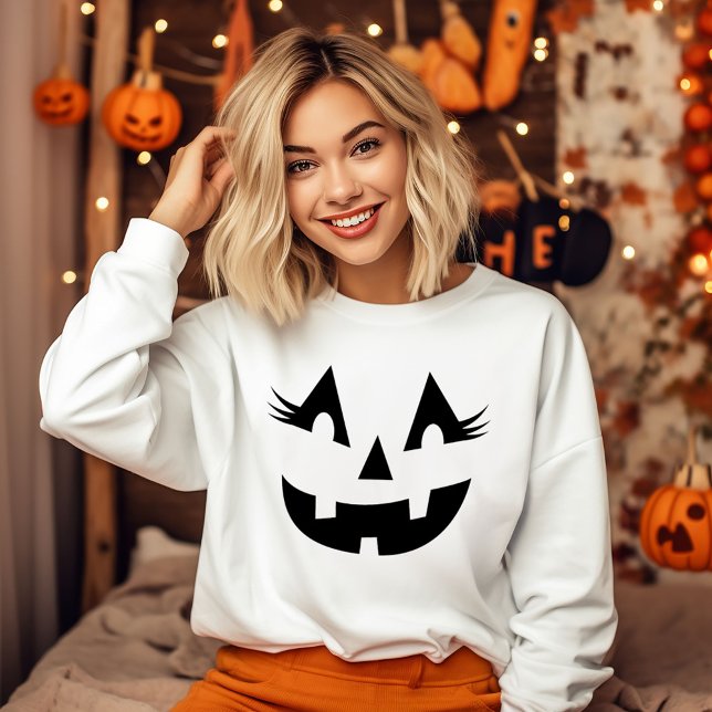 Moletom Girly Jack O Lanterna Pumpkin Face Halloween (Criador carregado)