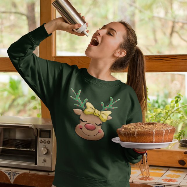 Moletom Girly Red Nosed Reindeer Rudolph Christmas (Criador carregado)