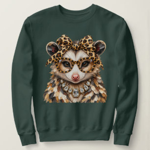 Moletom Glam Gambá Estampa de Leopardo Brilhantes Boujee