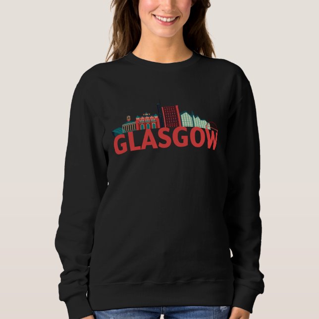 Moletom Glasgow Scotland GB UK Skyline Silhouette Outline  (Frente)