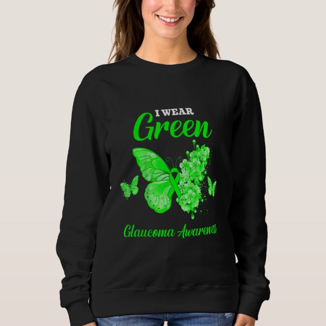Moletom Glaucoma Consciência Eu Visto Borboleta Verde (Frente)