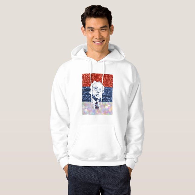 Moletom glitter bernie sanders hoodie mens (Frente Completa)