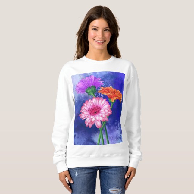 Moletom Glorioso Sweatshirt Gerberas de Três Cores (Frente Completa)