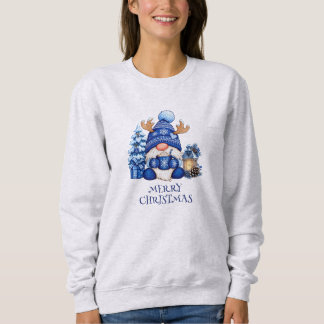Moletom Gnome de Natal Azul Aconchegante de Cacau Quente F