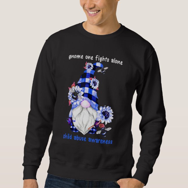 Moletom Gnome One luta sozinho contra o abuso infantil azu (Frente)