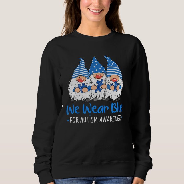 Moletom Gnome We Wear Blue Autism Awareness Month For Kids (Frente)