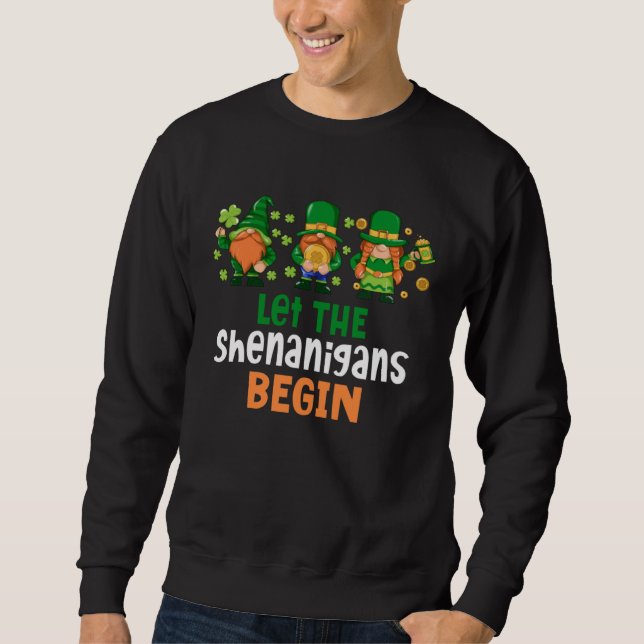 Moletom Gnomes Shamrock Let The Shenanigans Begin St Patri (Frente)