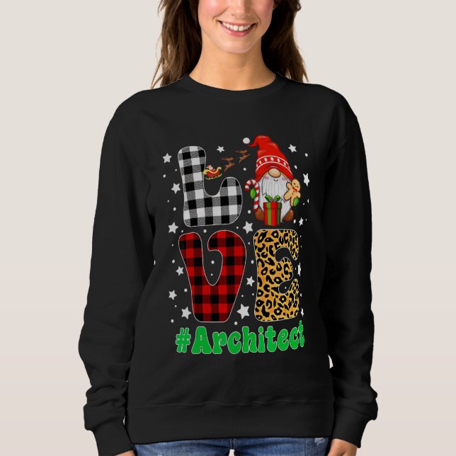 Moletom Gnomo Arquiteto de Natal Engraçado com Xadrez Leop (Frente)