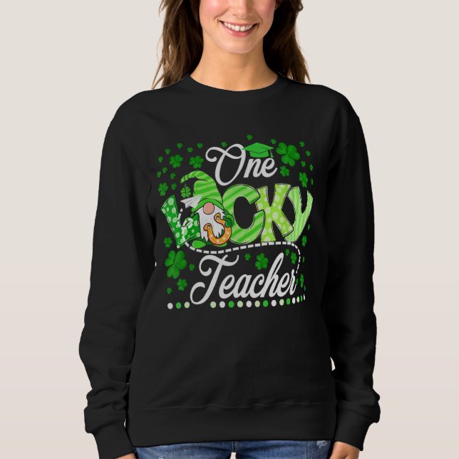 Moletom Gnomo Cute One Lucky Teacher Rua Patrick S Day Sha (Frente)
