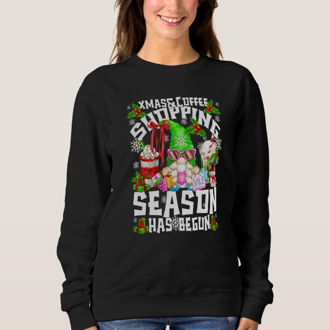 Moletom Gnomo de Natal Comprado Para Mulheres Xmas Coffee  (Frente)