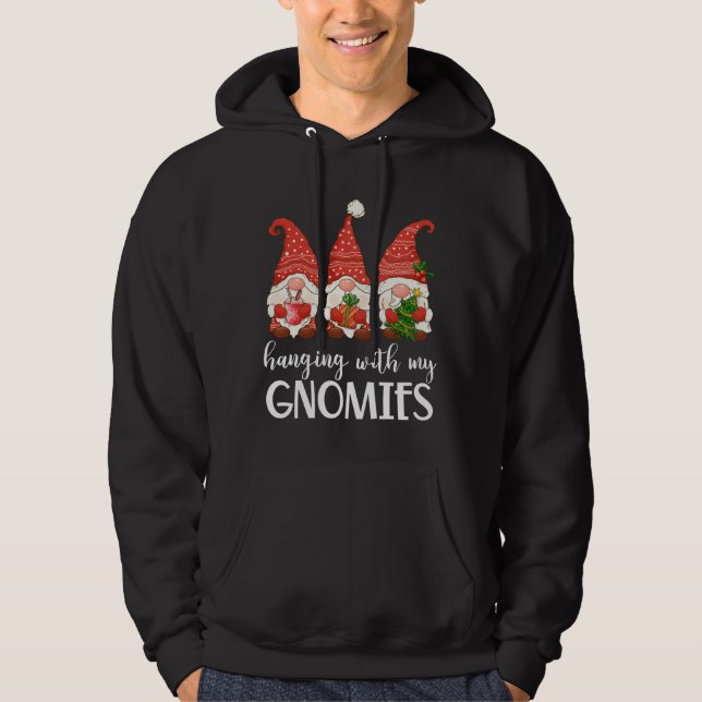 Moletom Gnomo do Jardim, Pijamas de Natal, pendurado com o (Frente)