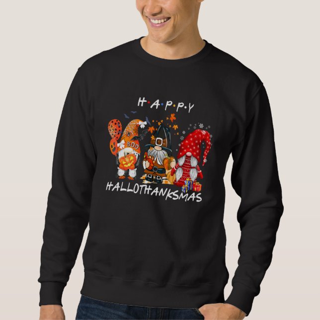 Moletom Gnomos Halloween Feliz Natal Feliz Hallothanks (Frente)