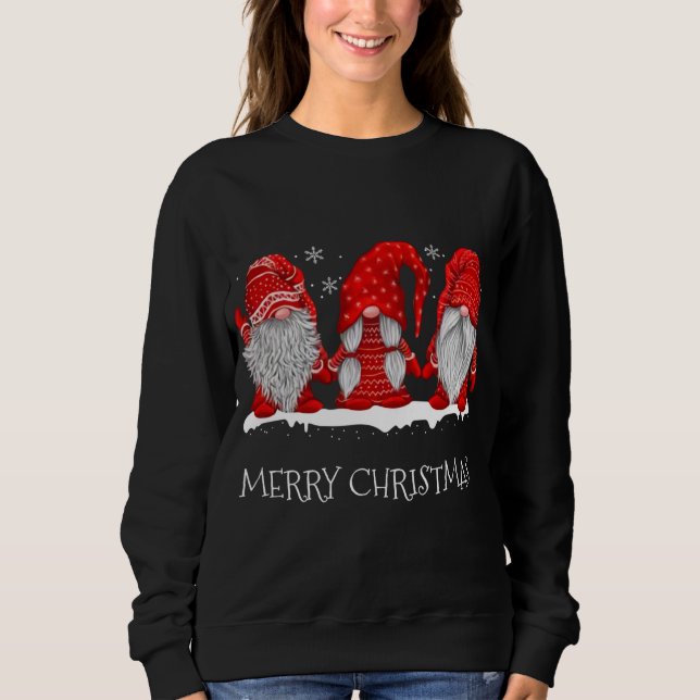 Moletom Gnomos Snowy Red Holiday Atinge os Gnomos de Natal (Frente)