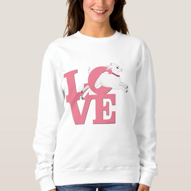 Moletom GOAT LOVER | BABY PINK Goat L O V E - Cabra branca (Frente)