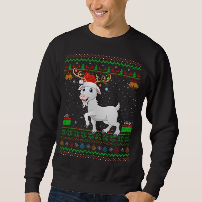 Moletom Goat Lover Santa Hat Correspondendo ao Natal Feio (Frente)
