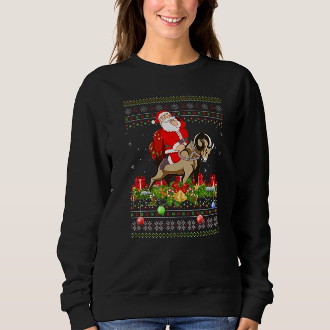 Moletom Goat  Ugly Santa Riding Goat Christmas (Frente)