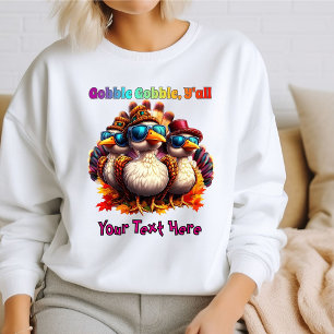 Moletom Gobble Gobble Y'all Funky Retro Graças