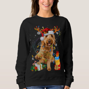 Moletom Gódendoodle Reindeer de Natal Luzes Engraçadas Cão