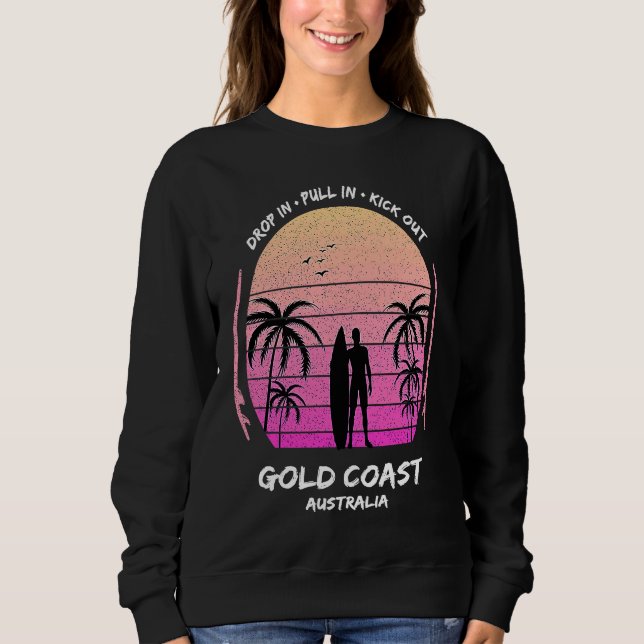 Moletom Gold Coast Australia Palms Drop Pull Kick Surfing  (Frente)