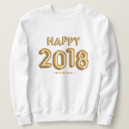 Moletom Gold Foil Balloons Happy 2018 Personalizado