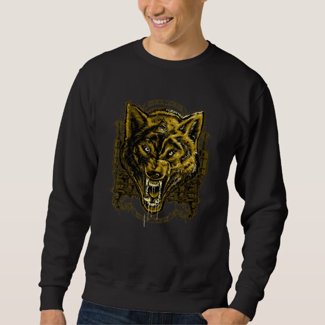 Moletom Golden Angry Illuminati Wolf (Frente)
