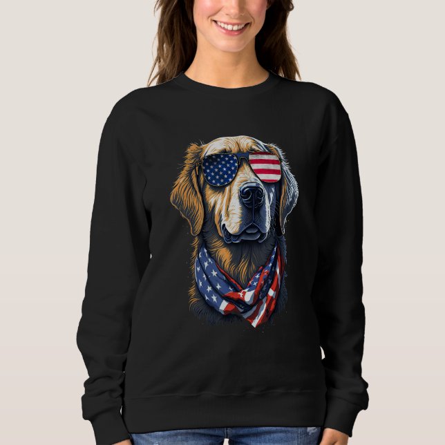 Moletom Golden Retriever  American Flag USA America 4th Of (Frente)