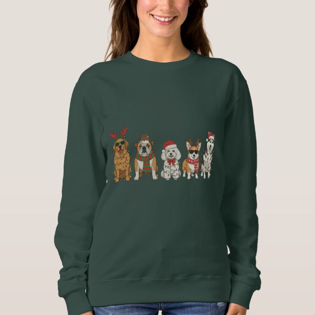 Moletom Golden Retriever Bulldog Corgi Husky in Christmas  (Frente)