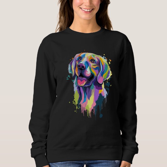 Moletom Golden Retriever Dog Face Watercolor Colorful Pop  (Frente)