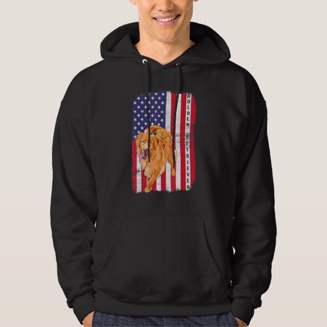 Moletom Golden Retriever Dog US Flag Happy July 4th Americ (Frente)