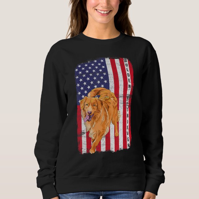 Moletom Golden Retriever Dog US Flag Happy July 4th Americ (Frente)