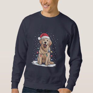 Moletom Golden Retriever Papai Noel Árvore de Natal Luzes 