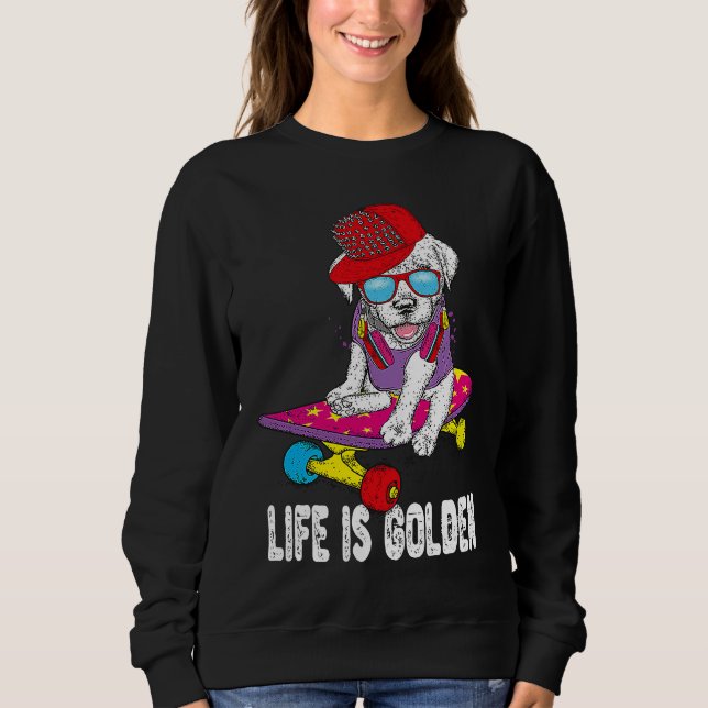 Moletom Golden Retriever Skateboarding Life Is Golden Hip  (Frente)