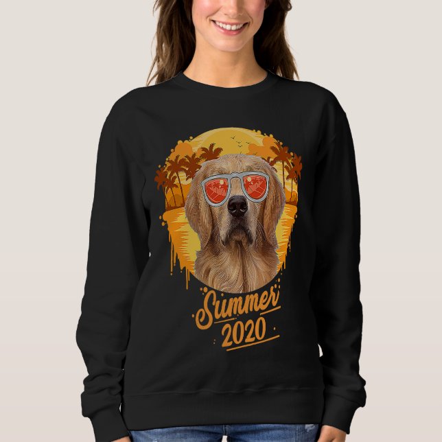 Moletom Golden Retriever With Sunglasses Palm Tree Beach S (Frente)