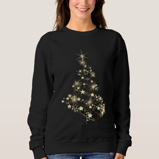 Moletom Golden Shine of Stars on Christmas Tree Dark  (Frente)