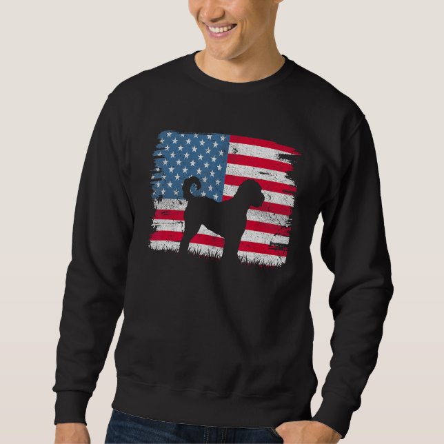 Moletom Goldendoodle American Flag USA 4th of July Men Wom (Frente)