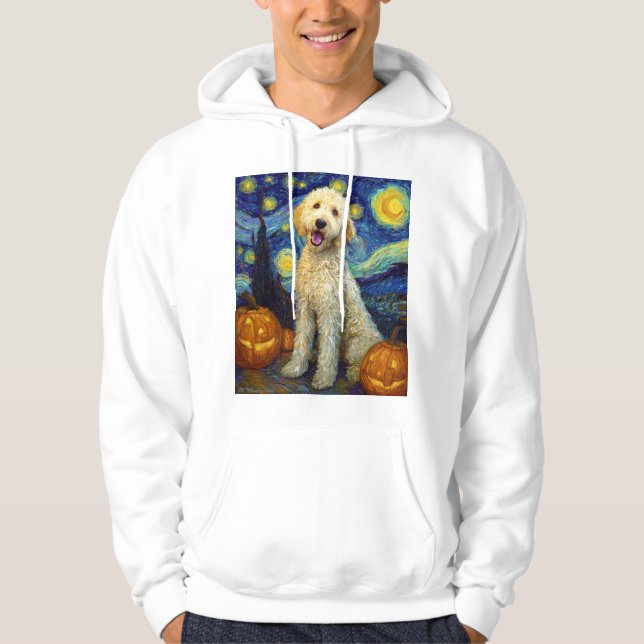 Moletom Goldendoodle Cachorro Fofo Dia das Bruxas Abóbora  (Frente)